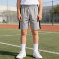 thumbnail image 2 of HCNTES Boys Athletic Shorts with Pockets Active Basketball Shorts Quick Dry Active Lightweight Elastic Waist (Grey,4-5 Y), 2 of 8