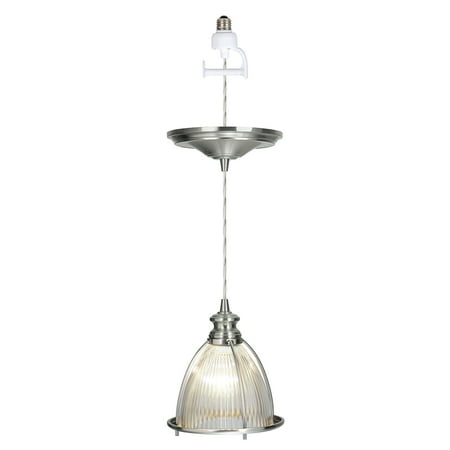 Instant Pendant Recessed Light Conversion Kit Brushed Nickel Halophane Gl Shade Instant Pendant Recessed Light Conversion Kit Brushed Nickel Halophane Gl Shade
