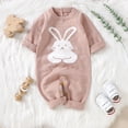 thumbnail image 3 of CUZIBR Newborn Boy Baby Summer Romper Jumpsuit Crochet Knitting Cute Bunny Long Sleeve Solid Color Overall Adjustable Strap Bodysuit Casual Playwear One Piece Outfits Clothing Set,Pink,6-9 Months, 3 of 3
