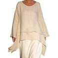 thumbnail image 2 of MRULIC t shirts for women Women Fashion Plus Size Irregular Casual Linen Long Sleeve Crew Neck Blouse Womens t shirts Beige + L, 2 of 9