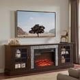 thumbnail image 2 of Tcbosik TV Stand with 23" Electric Fireplace for TVs up to 75 inch, Media Entertainment Center with Adjustable Shelves and 2 Doors for Living Room, Cherry, 2 of 9