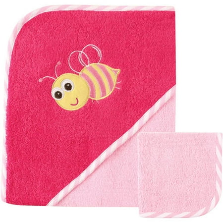 Luvable Friends Newborn Baby Girl Hooded Towel & Washcloth