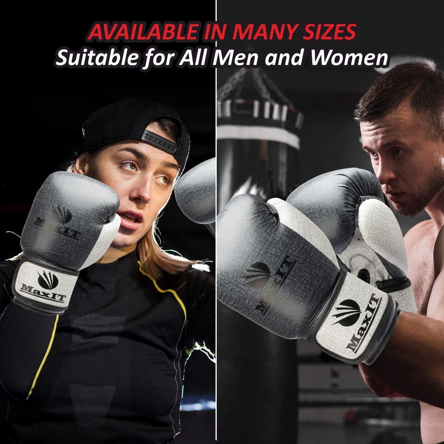 MaxIT Boxing Gloves for Men, Women & Kids These Pro Training Mitts are Perfect for Sparring, MMA, Kickboxing, Heavy Bag, Muay Thai Comfortable & Easy to Clean
