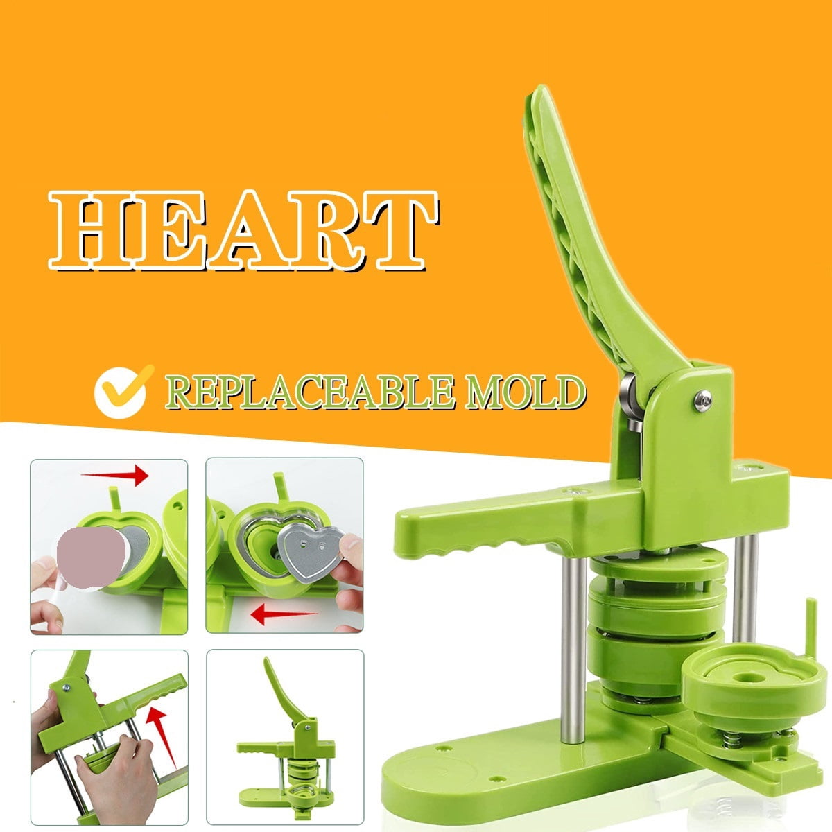 Heart-Shaped Badge Button Maker Machine 57MM for Gift, DIY Pin Badges Maker Press Machine ,Beginner-Friendly