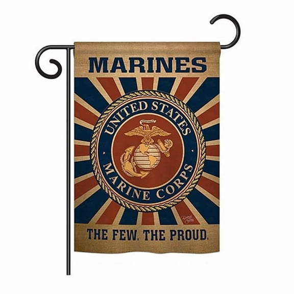 Breeze Decor BD-MI-G-108398-IP-DB-DS02-US Marine Corps Burlap Americana - Everyday Military Impressions Decorative Vertical Garden Flag - 13 x 18.5 in.