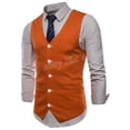 thumbnail image 6 of Mens Single Breasted Business Vest Sleeveless Jacket Summer Waistcoat Slim Fit D, 6 of 25