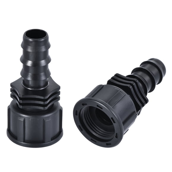 Unique Bargains ABS Hose Barb Fittings Coupler, 16mm Barb x G3/4 Female Thread, Black 2Pcs