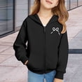 thumbnail image 6 of CPNG Children Girls Bow Print Tracksuits Set Full Zip Long Sleeve Hooded Active Jackets & Jogger Pants Suits 2 Piece Sweatsuit(Black,5-6 Years), 6 of 8