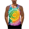 thumbnail image 2 of SGFCWSX Men's Tank Tops Casual Summer Beach Quick Dry Tie Dye Print Sleeveless Shirts for Men Breathable Muscle Tank Top Yellow Size XL, 2 of 6