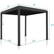 Mirador 111S 10x10 Outdoor Pergola,Full Aluminum Frame w/Adjustable Louvered Roof, Charcoal