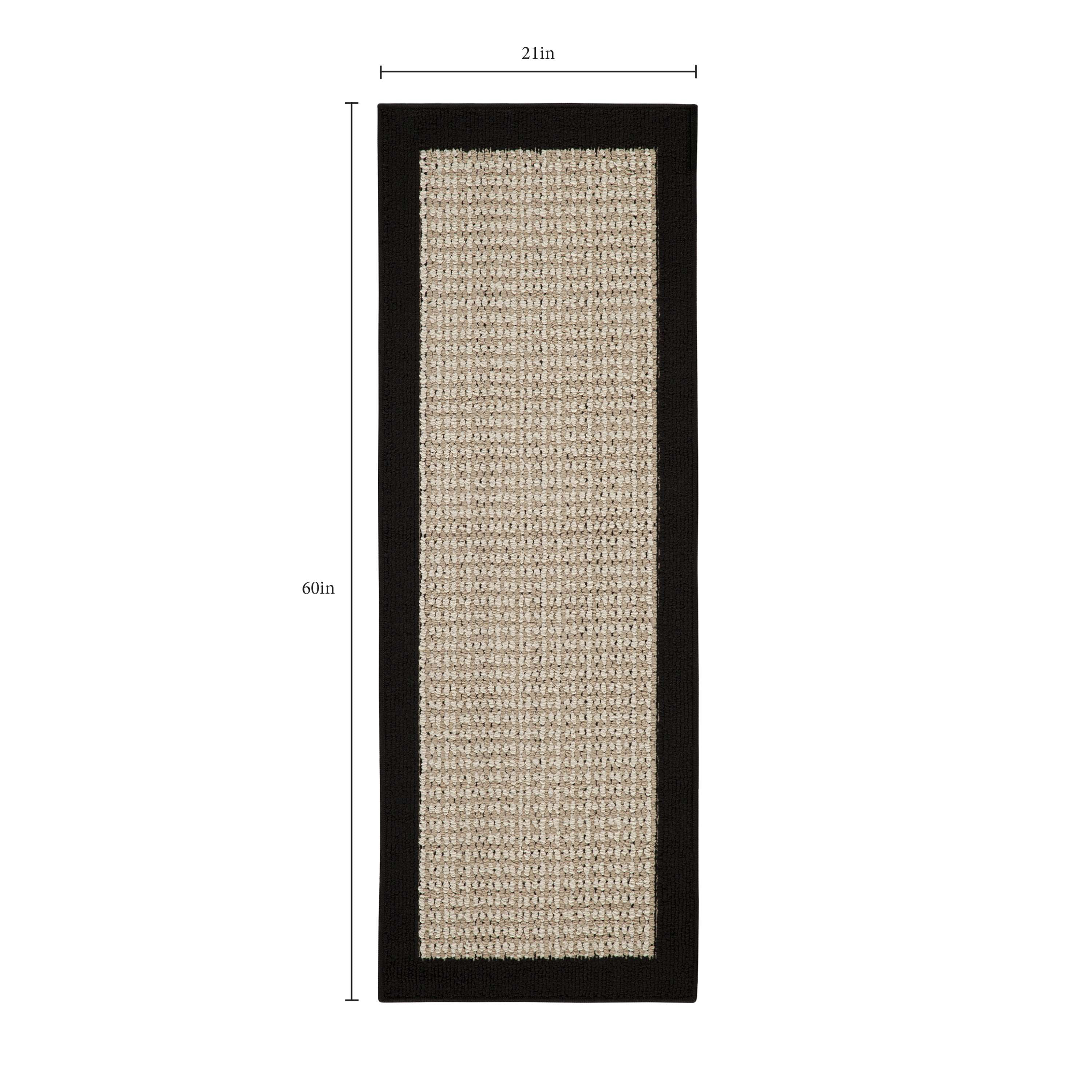 Mainstays Farmhouse Faux Sisal Olefin Black Border Indoor Hallway Runner Rug, 1'9"x5'
