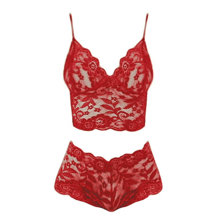 Lingerie Set for Women Plus Size, Sexy Luxe Criss-cross Bra Set Lace Cups  Classic Underwear with High Waisted Suspender Thong