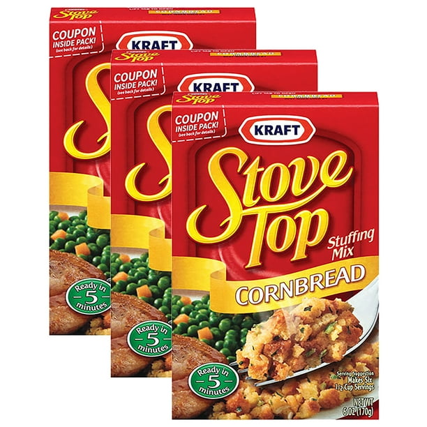 (3 Pack) Kraft Stove Top Cornbread Stuffing Mix, 6 oz Box