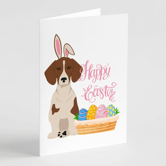 Red Piebald Dachshund Easter Greeting Cards and Envelopes Pack of 8 7 in x 5 in