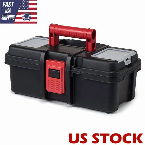 Portable 13-In Plastic Tool Box Plastic Tool And Hardware Storage Tool Box Black