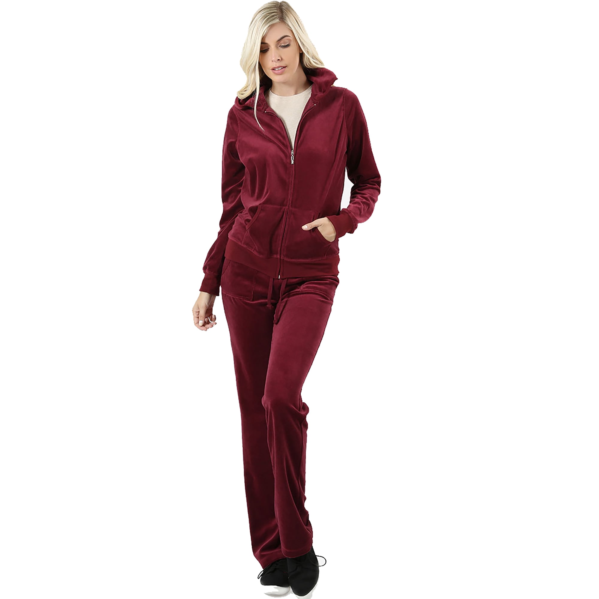 Jed Fashion - Sweatsuit Jogging Tracksuit Velour Set for Women Zip Up 2 ...