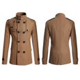 thumbnail image 2 of Men Trench Coat Double Breasted Outwear Plain Jacket Formal Overcoat, 2 of 2