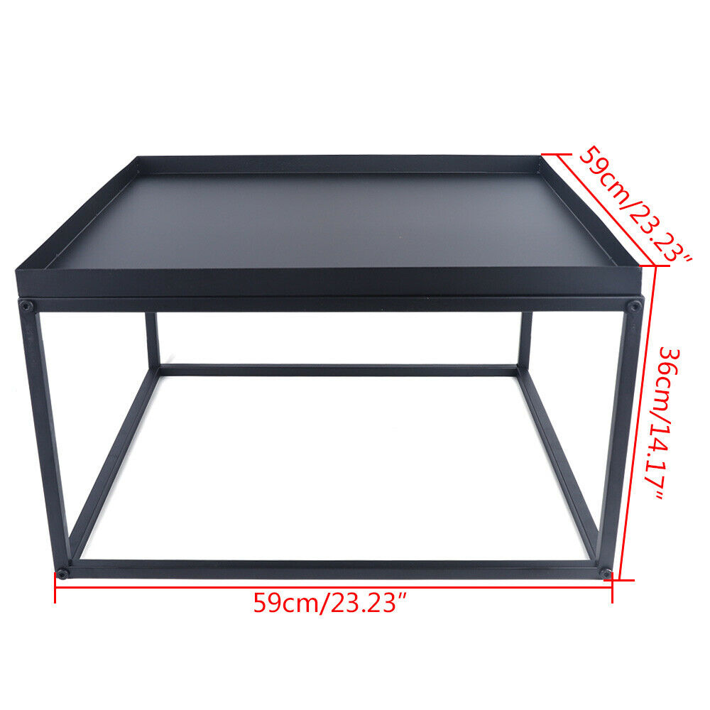 OUKANING Black Side End Table Metal Patio Table Coffee Table Square Indoor Outdoor Table - image 5 of 9