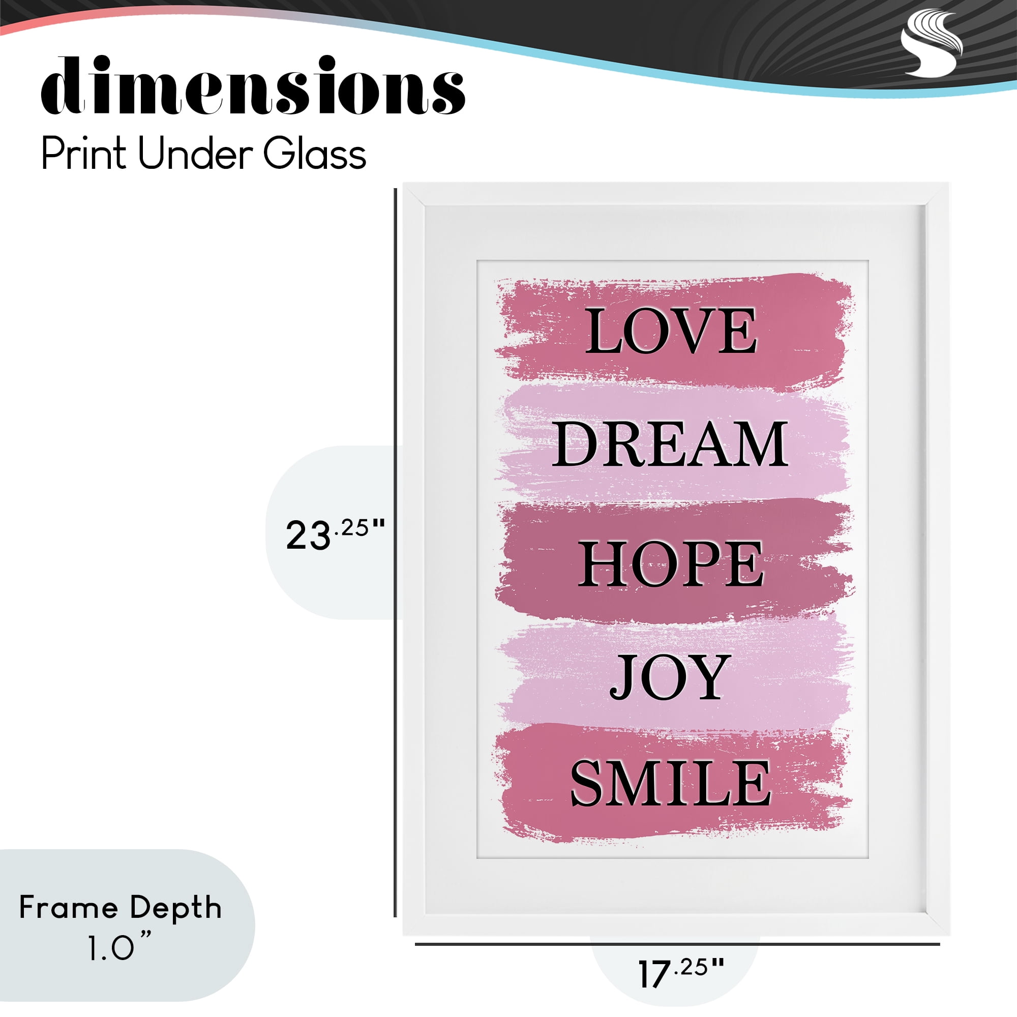 Stupell Industries Love Dream Hope Joy Smile White Framed Print Under Glass, design by Martina Pavlova