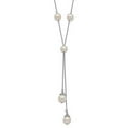 thumbnail image 2 of Sterling Silver Rhodium-plated White FWC Pearl 9 station 2 drop 2in Extender Necklace, 2 of 3