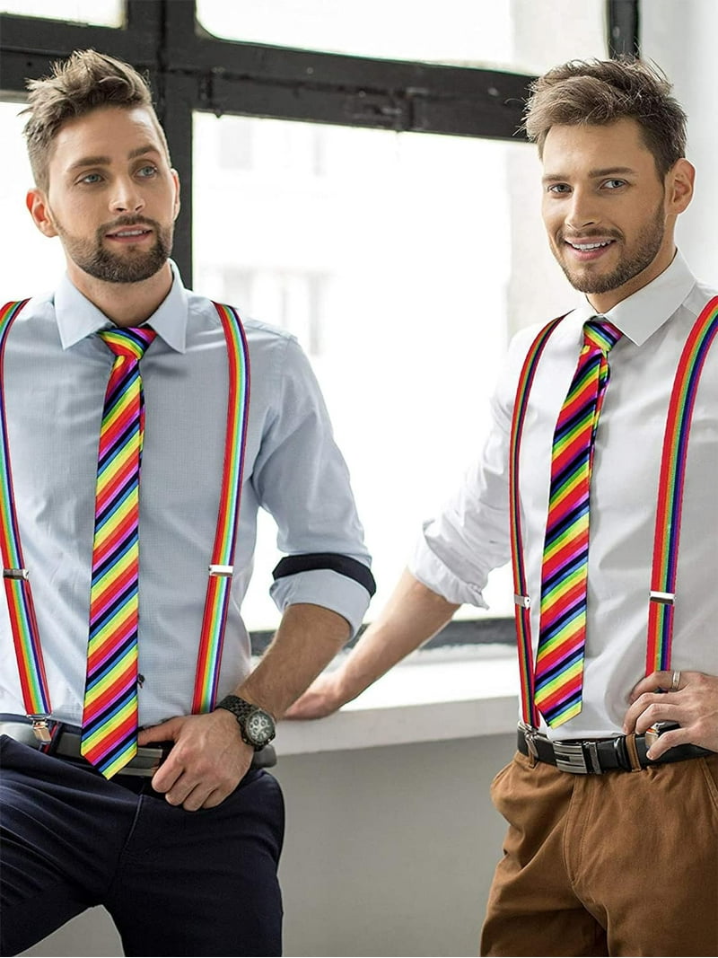 Suspender Bow Tie Set Clip On Y Shape Adjustable Braces, 80s