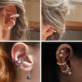 thumbnail image 5 of Ear Cuff de perlas para mujer, pendientes bohemios apilables en forma de C con diamantes de imitación de circonia cúbica, pendientes de Clip pequeños, joyería de boda, nueva moda 2024, 5 of 5
