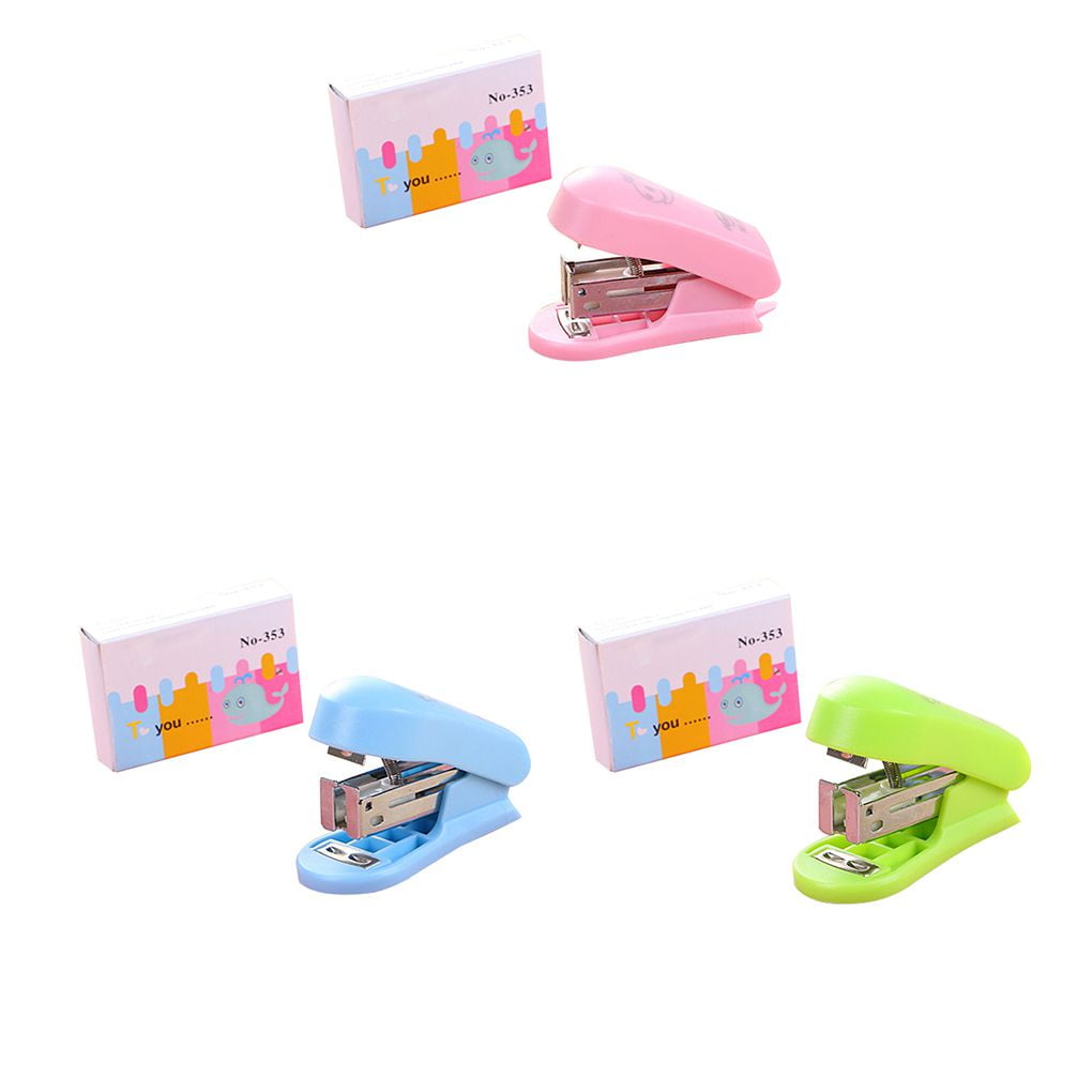Plastic Mini Stapler Students School Book Sewer Cartoon Manual Office Paper Binding Stapler