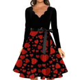 thumbnail image 3 of Fgvctg Valentine'S Day Spring Dresses For Women 2026 Fit Long Sleeve Vintage Dress Cocktail A-Line Date Night 1950S Dress Romantic Cute Heart Graphic Outfits V Neck Clothing Red XL, 3 of 4
