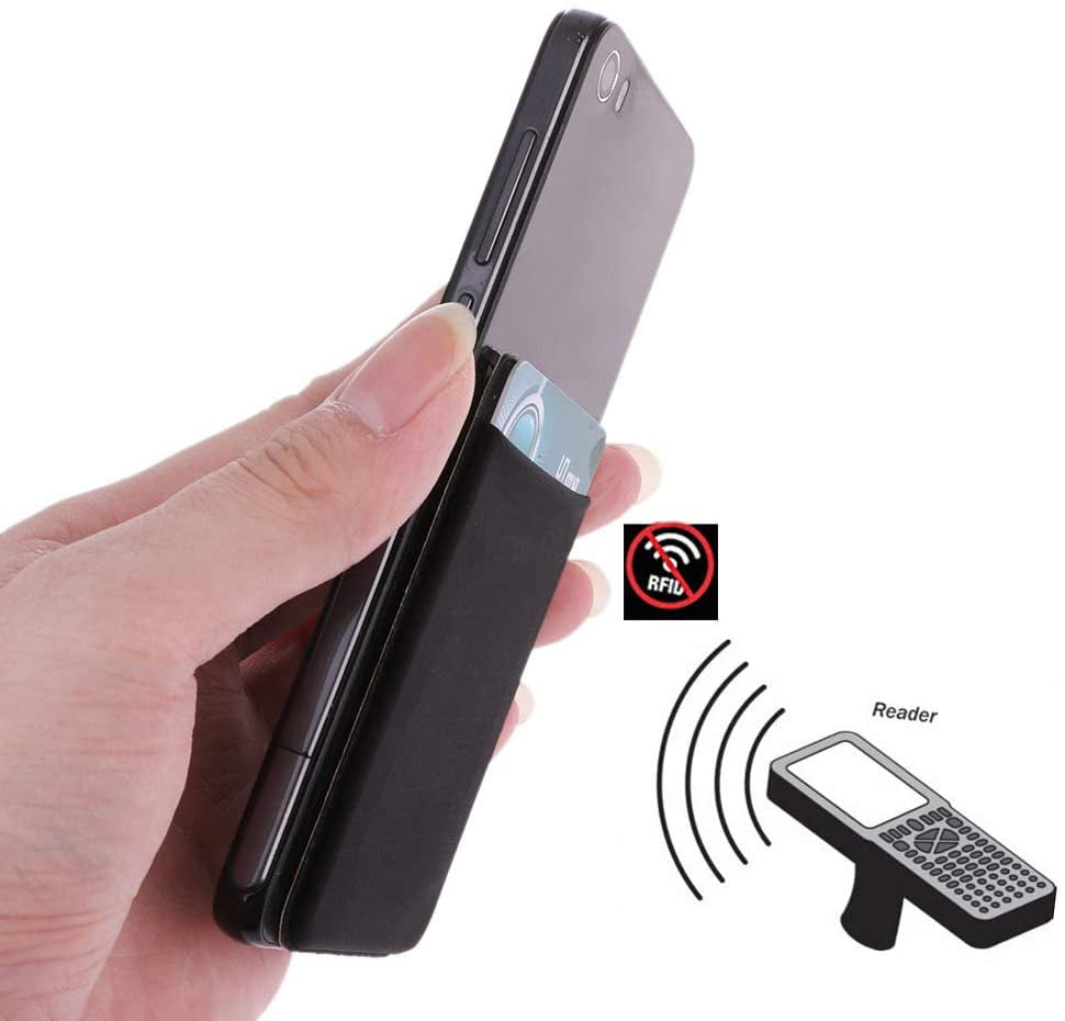 Tebatu Elastic Phone Wallet RFID Credit ID Card Holder Adhesive Pocket Sticker Lycra 5.6x8.8cm 