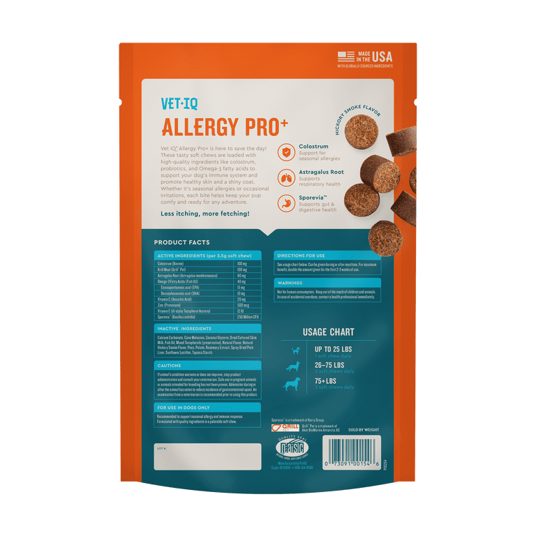 Vet IQ Allergy Pro+ Soft Chews for Dogs, 60 Count photo 8