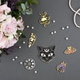 thumbnail image 2 of 6Pcs 6 Style Gothic Pins Snake Enamel Brooches Cat Butterfly Pins Bulk Outdoors Enamel Moon Stars Flat Round Alloy Brooches, 2 of 6