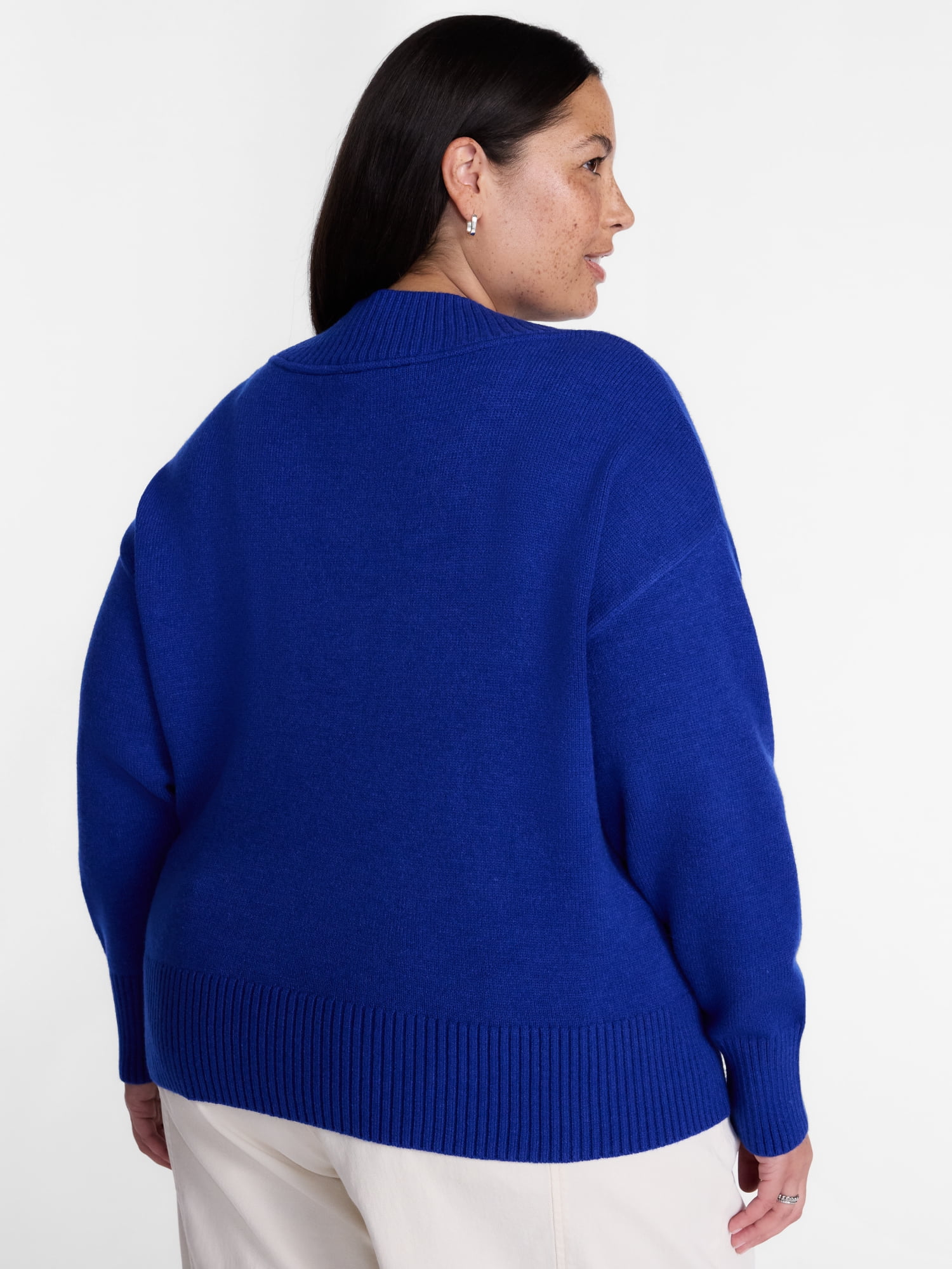 Terra & Sky Women's Plus Deep V-Neck Sweater with Long Sleeves, Midweight, Sizes 0X-5X