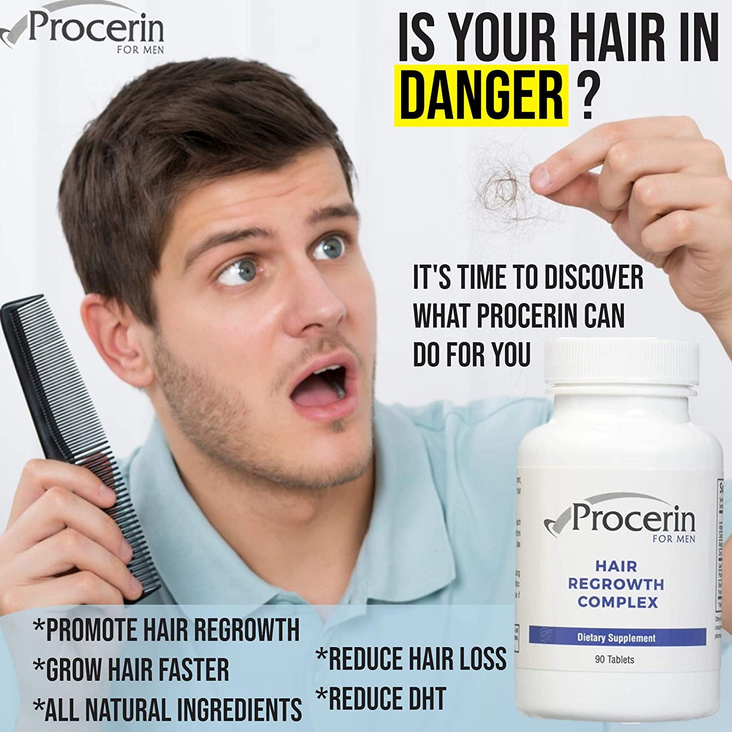 Procerin For Men, 90 Tablets, Hair Re-Growth Thinning Hair For Men