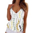 thumbnail image 4 of LEAVINGSUO Tank Tops for Women under $5 Women Summer Casual Vest V-Neck Pullover Blouse Printed Sleeveless Tank Tops White XL, 4 of 6