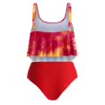 thumbnail image 1 of PENGXIANG Women Two Pieces Bathing Suit Top Ruffled With High Waisted Bottom Tankini Set, 1 of 5