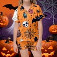 thumbnail image 2 of MUXiin Girls Silk Pajamas Size 10-12 Girls Halloween Print Pajama Set Short Sleeve Lapel Top And Pants Comfy Sleepwear For Kids Casual Home Loungewear Outfit Age 3 13 Years, 2 of 4