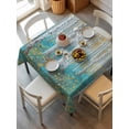 thumbnail image 6 of Teal Yellow Oil Painting Table Cloth, Contemporary Abstract Art Waterproof Tablecloth for Square Tables, Reusable Washable Fabric Table Cover for Restaurant Kitchen Dining Tables 60"x60", 6 of 6
