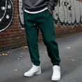 thumbnail image 3 of WULMLEO Men's Tapered Jogger Sweatpants Drawstring Waist with Pockets Cotton Athletic Lounge Pants Dark Green XL, 3 of 9