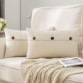 thumbnail image 1 of Juego de 2 Fundas de Cojines de Lino Blanco de 30x50 cm con Botones Decorativos Funda de Almohada de Tela de Lino Cuadrada Decoración Decorativa para Sala de Estar Sofá Dormitorio Hogar, 1 of 5