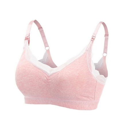 

Women s Nursing Bras Lace Edge No Underwire Breast Feeding Bra Solid Color Front Buckle Underwear