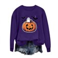 thumbnail image 3 of TKLPEHG Halloween Sweatshirts for Women 2026 Fashion Funny Ghost Jack O Lantern Pumpkin Graphic Sweatshirt Long Sleeve Crewneck Pullover (Purple,XL), 3 of 6