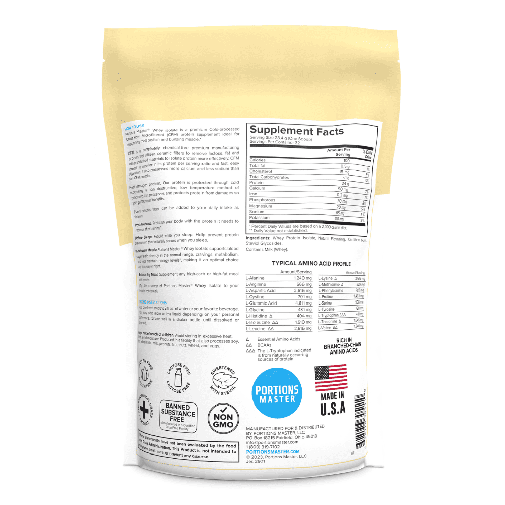 Portions Master Whey Protein Powder - Vanilla - 2 lbs
