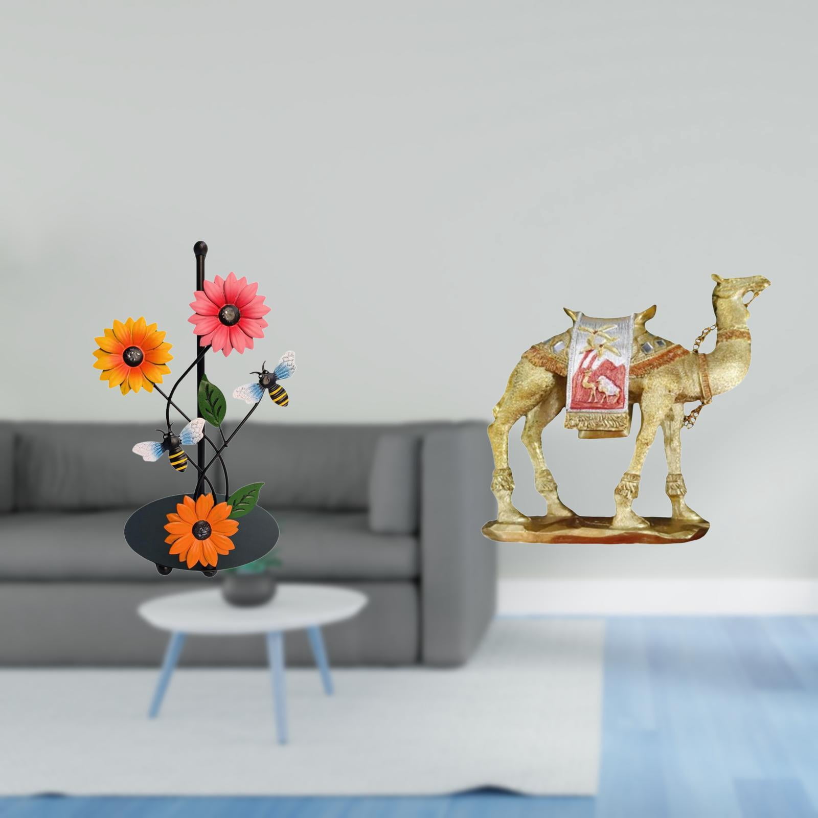 Fiocias Toilet Paper Holder Set Paper Towel Holder Countertop Desktop Figurine Camel Figurine Modern Decor Resin Animal Statue Collectible Ornament Iron Resin