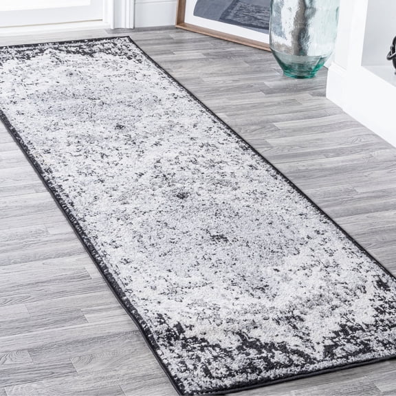 JONATHAN Y BOHEMIAN FLAIR 2 x 8 Runner Rug, Anaise Ornate Medallion - Gray/Black/Cream, BMF112A-28