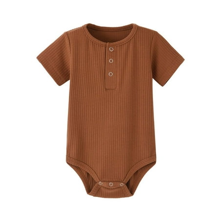 

SuoKom Baby Boys Girls Bodysuit Infants Pure Cotton Coverall Toddler Newborn Bodysuit Baby Strip Ribbed Short-sleeved Romper Jumpsuit Baby Clothes Essentials (0-24 Months)