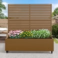 thumbnail image 2 of MAYEERTY 47.2"×47.2"×15.7" Brown Iron Planter Box with Trellis - Louvered Classic Look, Blends with Nature, 2 of 6