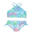 thumbnail image 1 of 2Pcs Kids Girl Tie Dye Bikini Set Fish Scale Ruffle Halter Swimsuit Toddler One Shoulder Bathing Suit Summer Outfits Set, 1 of 6