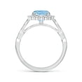 thumbnail image 2 of Angara Natural 1.4 Ct. Aquamarine with Diamond Halo Ring in 14K White Gold for Women (Ring Size: 3), 2 of 9