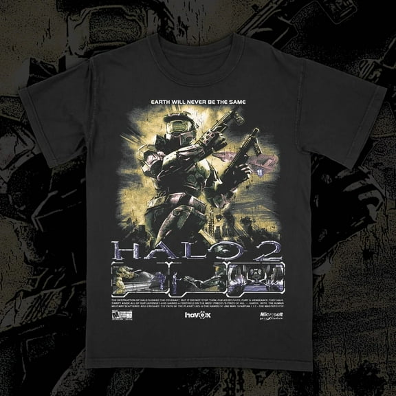 RARE Halo 2 Master Chief T Shirt Retro Bootleg Video Game Graphic Tee Unisex S-5XL