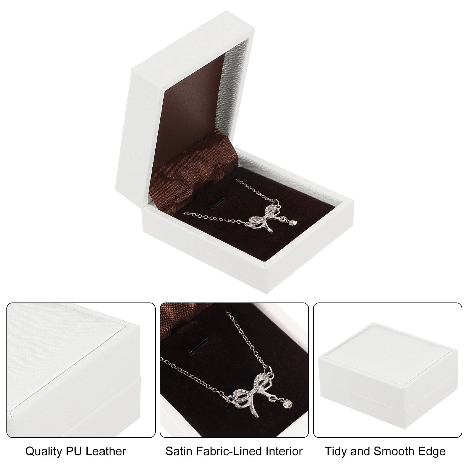 Unique Bargains Leather Jewelry Pendant Box for Vintage Storage and Gifts White